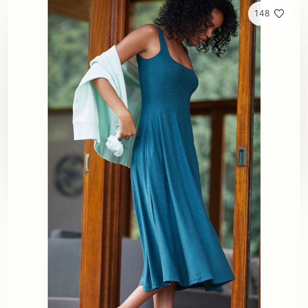 Beyond Yoga Teal Blue Scoop Neck Midi Dress